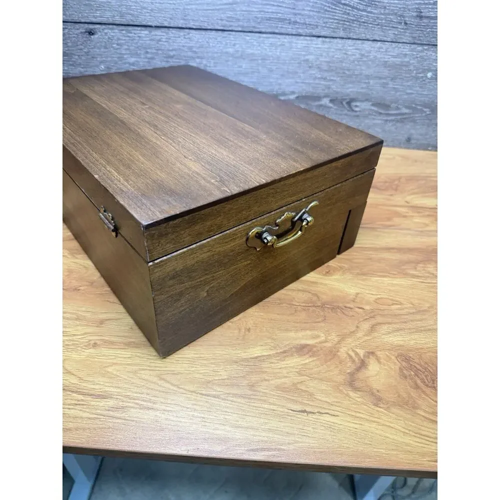 Vintage Kenized Wood Silverware Chest Drawer Flatware Storage Box Anti Tarnish